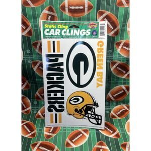 Vintage NFL Green Bay Packers Static Reusable Car Clings - Clear Window‎ Decals